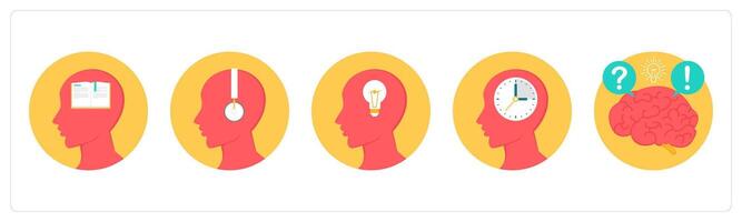 A set of 5 education icons as knowledge, listen music, idea vector