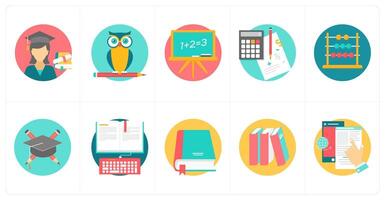 A set of 10 education icons as graduate girl, smart class, mathematics vector