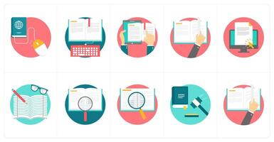 A set of 10 education icons as e learning, mobile education, reading vector