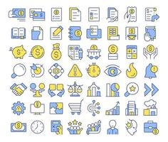 Financial close management RGB color icons set. Accounting statements, transactions. Business, banking. Isolated illustrations. Simple filled line drawings collection. Editable stroke vector