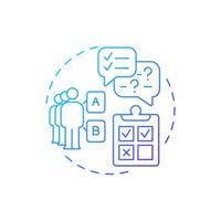 Primary research blue gradient concept icon. Interview questionnaire. Focus group. Round shape line illustration. Abstract idea. Graphic design. Easy to use in infographic, presentation vector