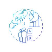 Focus groups blue gradient concept icon. Target audience, participants. Marketing, statistics. Round shape line illustration. Abstract idea. Graphic design. Easy to use in infographic, presentation vector