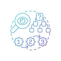 Case study blue gradient concept icon. Data management, organization. Hierarchy, structure. Round shape line illustration. Abstract idea. Graphic design. Easy to use in infographic, presentation vector