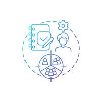 Diary study blue gradient concept icon. Market research, participants. Journal logging. Round shape line illustration. Abstract idea. Graphic design. Easy to use in infographic, presentation vector
