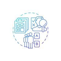 Survey research blue gradient concept icon. Participants interview, feedback. Questionnaire, documentation. Round shape line illustration. Abstract idea. Graphic design. Easy to use in infographic vector