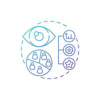Descriptive research blue gradient concept icon. Statistical metrics, market. Monitoring, control. Round shape line illustration. Abstract idea. Graphic design. Easy to use in infographic vector
