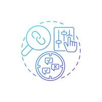 Correlational research blue gradient concept icon. Statistics, monitoring. Data collecting. Round shape line illustration. Abstract idea. Graphic design. Easy to use in infographic, presentation vector