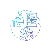 Paper surveys blue gradient concept icon. Research method. Documentation, questionnaire. Round shape line illustration. Abstract idea. Graphic design. Easy to use in infographic, presentation vector