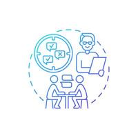 One-to-one interviews blue gradient concept icon. Hiring, employment. Feedback, survey. Round shape line illustration. Abstract idea. Graphic design. Easy to use in infographic, presentation vector