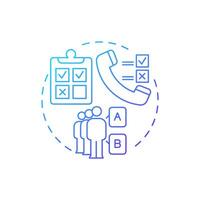 Telephone surveys blue gradient concept icon. Participants feedback, questionnaire. Round shape line illustration. Abstract idea. Graphic design. Easy to use in infographic, presentation vector