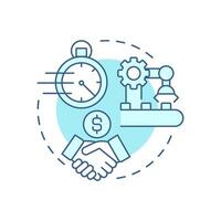Reduction of manufacturing time light blue concept icon. Fast production process. Contract manufacturing benefit. Round shape line illustration. Abstract idea. Graphic design. Easy to use in article vector