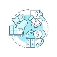 Direct materials light blue concept icon. Manufacturing costs. Sourcing, transportation in production. Round shape line illustration. Abstract idea. Graphic design. Easy to use in article vector