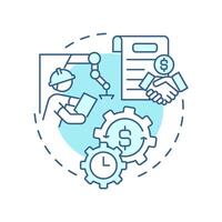 Direct labor light blue concept icon. Manufacturing costs. Human resources involved in production. Round shape line illustration. Abstract idea. Graphic design. Easy to use in article vector