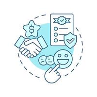 Reputation and expertise light blue concept icon. Proven expertise. Choosing contract manufacturer. Round shape line illustration. Abstract idea. Graphic design. Easy to use in article vector