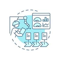 Production technologist light blue concept icon. Professional worker. Choosing contract manufacturer. Round shape line illustration. Abstract idea. Graphic design. Easy to use in article vector