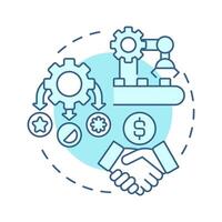 White label light blue concept icon. Products manufacturing. Resale under different brand names. Partnership. Round shape line illustration. Abstract idea. Graphic design. Easy to use vector