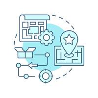 Manufacturing location light blue concept icon. Choosing contract factory. Logistics planning. Round shape line illustration. Abstract idea. Graphic design. Easy to use in article vector