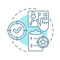 Find your niche light blue concept icon. Start manufacturing business. Market analysis. Goal setting. Round shape line illustration. Abstract idea. Graphic design. Easy to use in article vector