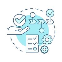 Set in order light blue concept icon. 5S methodology. Arrange items. Efficient workflow. Organization. Round shape line illustration. Abstract idea. Graphic design. Easy to use in article vector