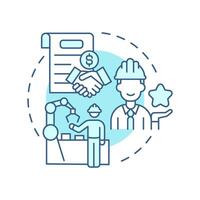 Labor or service subcontracting light blue concept icon. Outsourcing specialized work. Workforce management. Round shape line illustration. Abstract idea. Graphic design. Easy to use in article vector