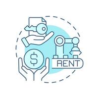 Renting equipment or facility light blue concept icon. Industrial resource management. Operational efficiency. Round shape line illustration. Abstract idea. Graphic design. Easy to use in article vector