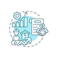 Increased manufacturing capacity light blue concept icon. Resource optimization. Benefit of contract production. Round shape line illustration. Abstract idea. Graphic design. Easy to use in article vector