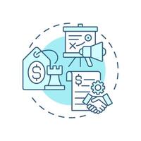 Focus on core areas light blue concept icon. Strategic priorities. Contract manufacturing benefit. Round shape line illustration. Abstract idea. Graphic design. Easy to use in article vector
