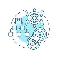 Diversified product offerings light blue concept icon. Expanded product lines. Contract manufacturing benefit. Round shape line illustration. Abstract idea. Graphic design. Easy to use in article vector