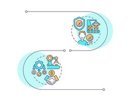 White label vs private label infographic vertical sequence. Products manufacturing. Visualization infochart with 2 steps. Circles workflow vector