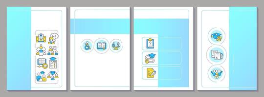 Special education blue brochure template. Education programs. Leaflet design with linear icons. Editable 4 layouts for presentation, annual reports vector