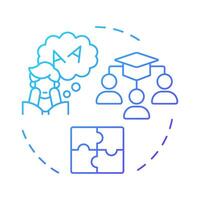 Inclusive education blue gradient concept icon. Special learning programs for student with needs. School work. Round shape line illustration. Abstract idea. Graphic design. Easy to use in blog post vector
