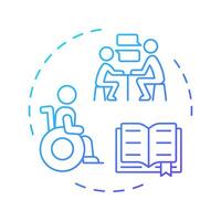 Special education blue gradient concept icon. Including needs of students with disabilities. Support in learning. Round shape line illustration. Abstract idea. Graphic design. Easy to use in article vector