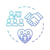 Positive learning environment blue gradient concept icon. Safe classroom atmosphere open for inclusion. Round shape line illustration. Abstract idea. Graphic design. Easy to use in blog post vector