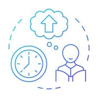 Time to think blue gradient concept icon. Offering flexible timing for students with needs. Special education. Round shape line illustration. Abstract idea. Graphic design. Easy to use in article vector
