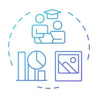 Visual lerners blue gradient concept icon. Materials for students development. Learning style. Special education. Round shape line illustration. Abstract idea. Graphic design. Easy to use in blog post vector