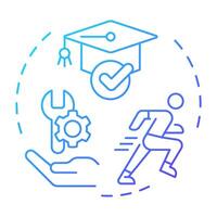 Kinesthetic learning blue gradient concept icon. Learning through hands on activities. Special education. Round shape line illustration. Abstract idea. Graphic design. Easy to use in blog post vector