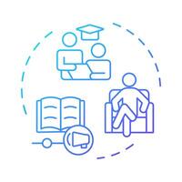 Providing special education blue gradient concept icon. Opportunities for students with needs. Iep process. Round shape line illustration. Abstract idea. Graphic design. Easy to use in article vector