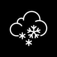 Snow white linear icon for dark theme. Cloud with snowflakes falling. Snowy weather or winter conditions. Weather forecast. Thin line illustration. Isolated symbol for night mode. Editable stroke vector