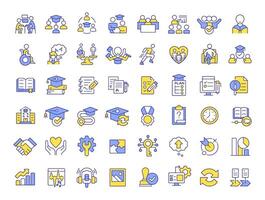 Special education RGB color icons set. Inclusive learning program for students with needs. School accessibility. Isolated illustrations. Simple filled line drawings collection. Editable stroke vector