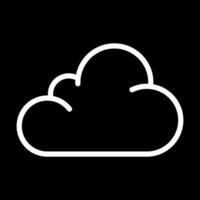 Cloud white linear icon for dark theme. Symbolizing overcast or partly cloudy weather conditions. Weather forecast. Meteorology. Thin line illustration. Isolated symbol for night mode. Editable stroke vector