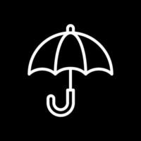 Umbrella white linear icon for dark theme. Protection from rain or precipitation. Rainy weather, expected precipitation. Thin line illustration. Isolated symbol for night mode. Editable stroke vector