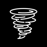 Tornado white linear icon for dark theme. Weather forecast. Swirling wind funnel. Destructive force of nature. Severe weather. Thin line illustration. Isolated symbol for night mode. Editable stroke vector