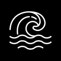 Wave white linear icon for dark theme. Symbolizing ocean tides, currents. Coastal and marine environments. Natural disaster. Thin line illustration. Isolated symbol for night mode. Editable stroke vector