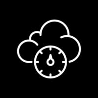 Atmospheric pressure white linear icon for dark theme. Cloud with barometer gauge. Weather forecast. Changes in air pressure. Thin line illustration. Isolated symbol for night mode. Editable stroke vector