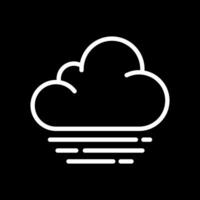 Fog white linear icon for dark theme. Cloud with horizontal lines symbolizing haze. Weather forecast. Atmospheric moisture. Thin line illustration. Isolated symbol for night mode. Editable stroke vector