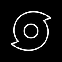 Hurricane white linear icon for dark theme. Tropical cyclone. Weather forecast. Storms, strong winds and rainfall. Meteorology. Thin line illustration. Isolated symbol for night mode. Editable stroke vector