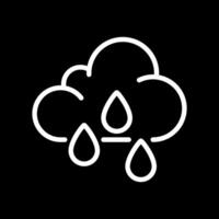 Rain white linear icon for dark theme. Cloud and raindrops. Rainy weather and precipitation. Weather forecast. Meteorology. Thin line illustration. Isolated symbol for night mode. Editable stroke vector