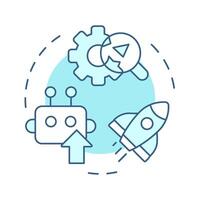 RPA pilot soft blue concept icon. Trial launch of automation system. Testing bot in real world environment. Round shape line illustration. Abstract idea. Graphic design. Easy to use in presentation vector