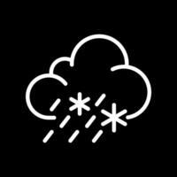 Sleet white linear icon for dark theme. Mixed precipitation, including rain and snowflakes. Weather forecast for day and night. Thin line illustration. Isolated symbol for night mode. Editable stroke vector