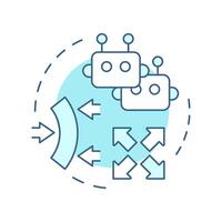Elastic scalability soft blue concept icon. RPA flexibility for business needs. Robotic process automation. Round shape line illustration. Abstract idea. Graphic design. Easy to use in article vector
